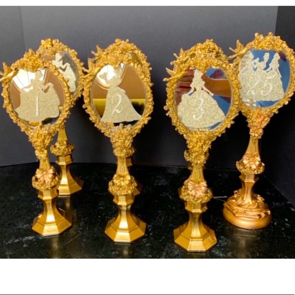 25 Custom Princess table number/decor mirrors